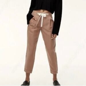 WILFRED ARITZIA Women's 8 Allant Linen Pants Cropped Waist Tie Moroccan Spice